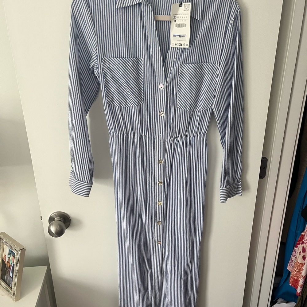 NWT Zara pinstripe midi dress